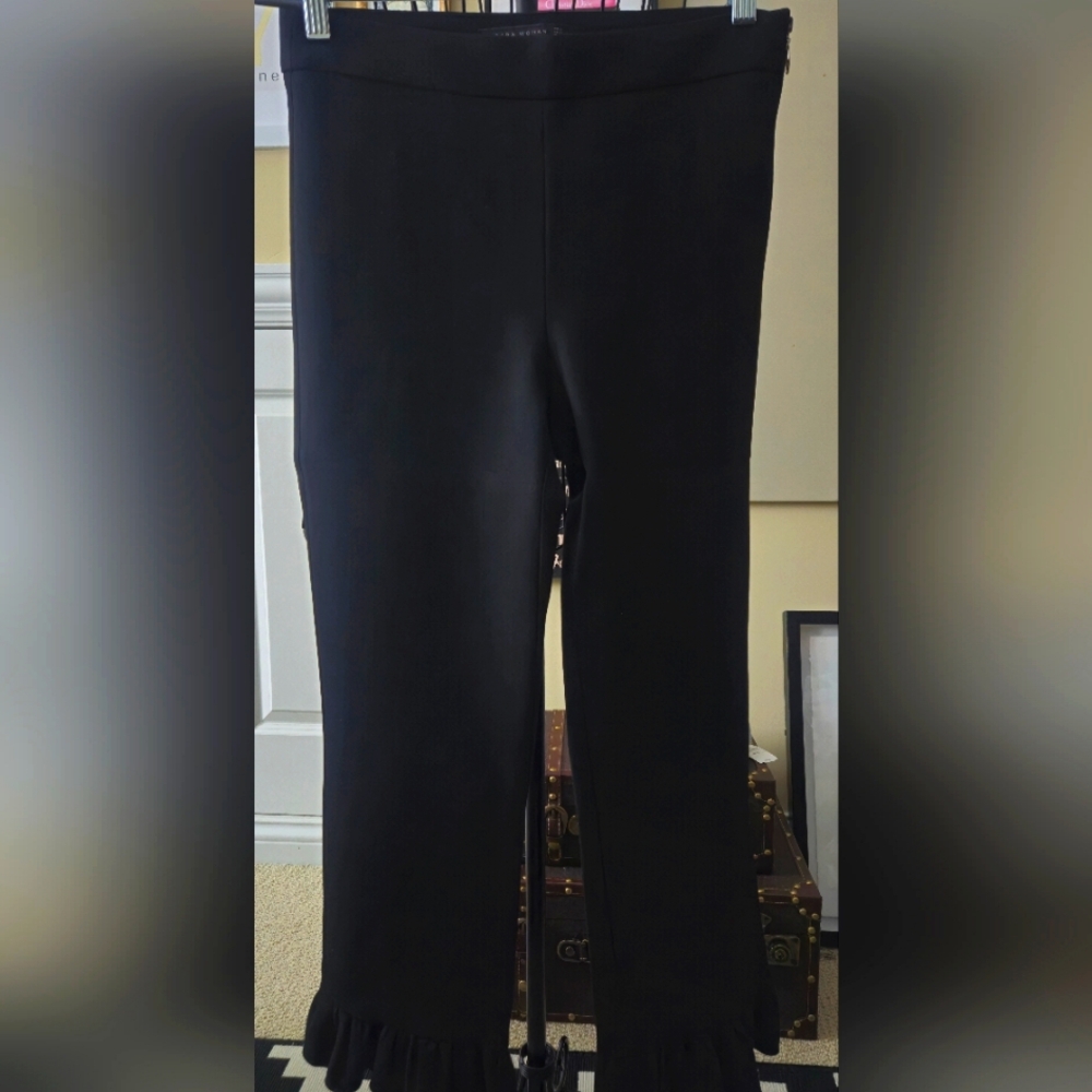 ZARA Black Ruffle Cropped Pants